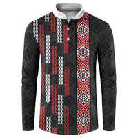 Roimata Toroa Maori Taniko Inspired New Zealand Button Sweatshirt LT14 Black - Polynesian Pride