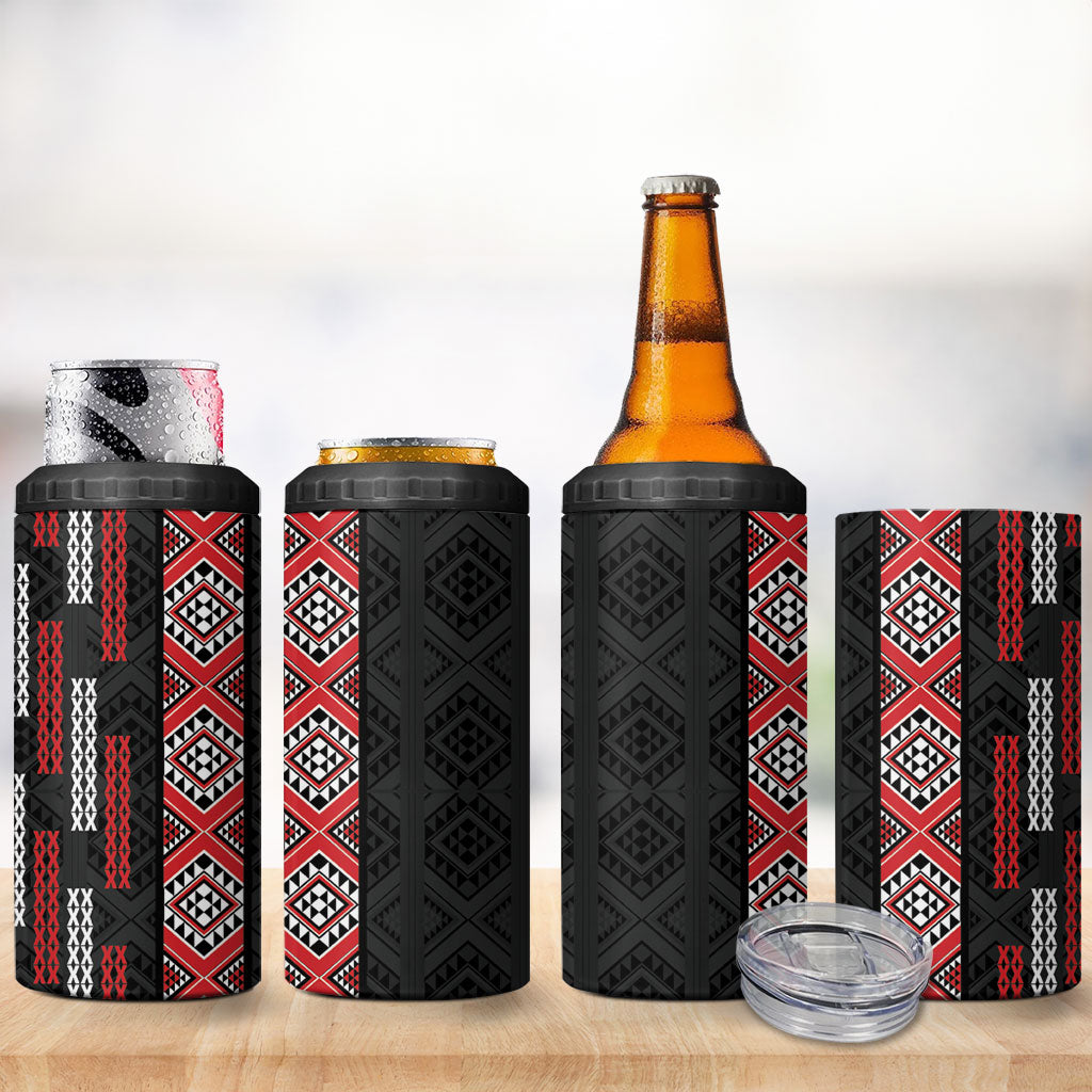 Roimata Toroa Maori Taniko Inspired New Zealand 4 in 1 Can Cooler Tumbler LT14 - Polynesian Pride