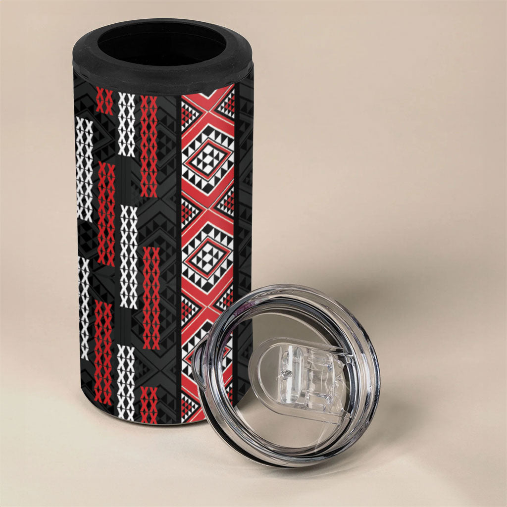 Roimata Toroa Maori Taniko Inspired New Zealand 4 in 1 Can Cooler Tumbler LT14 - Polynesian Pride