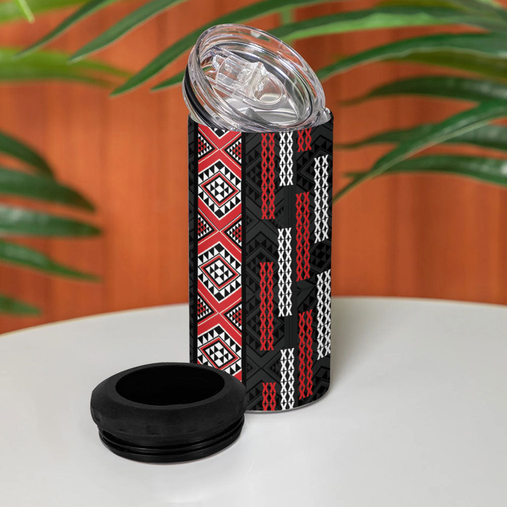 Roimata Toroa Maori Taniko Inspired New Zealand 4 in 1 Can Cooler Tumbler LT14 - Polynesian Pride