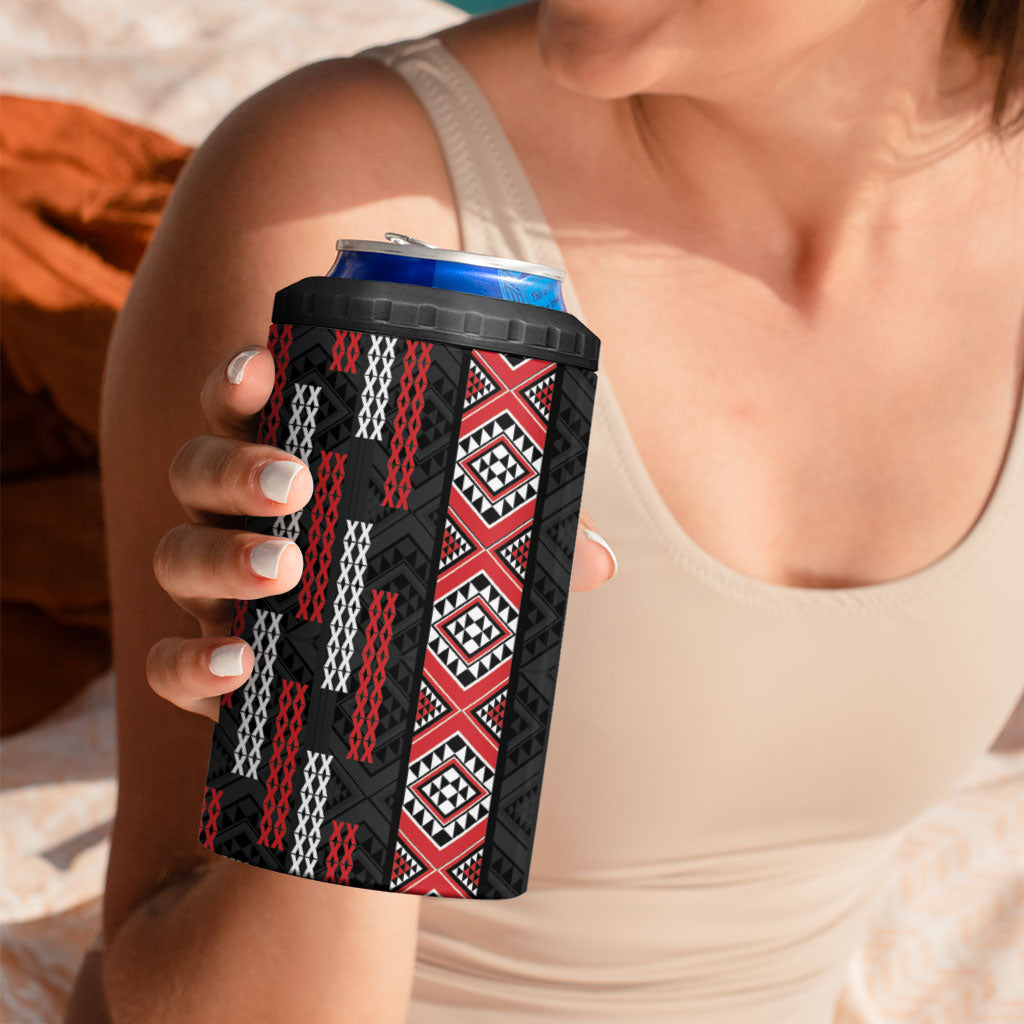 Roimata Toroa Maori Taniko Inspired New Zealand 4 in 1 Can Cooler Tumbler LT14 - Polynesian Pride