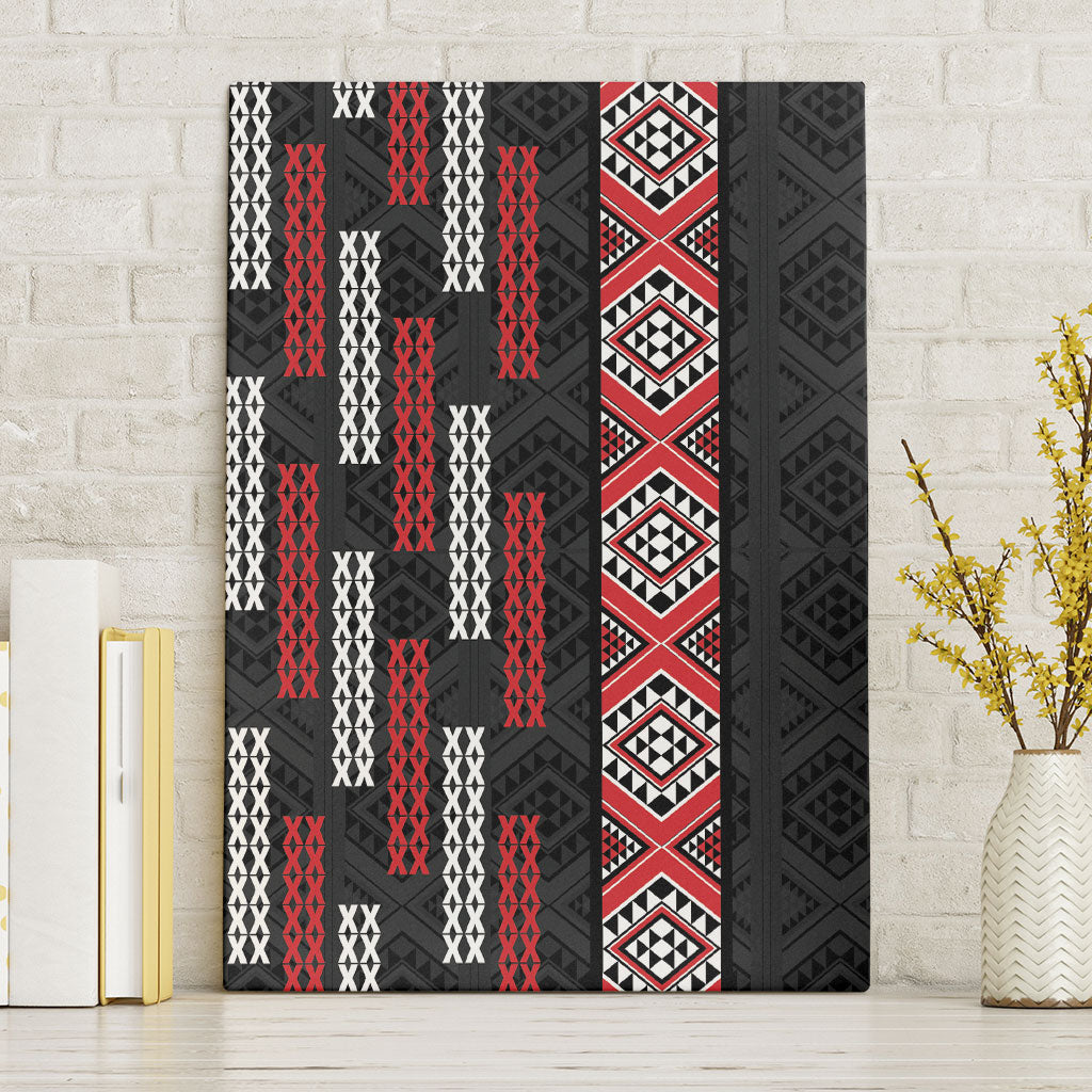 Roimata Toroa Maori Taniko Inspired New Zealand Canvas Wall Art LT14 Without Frame Black - Polynesian Pride