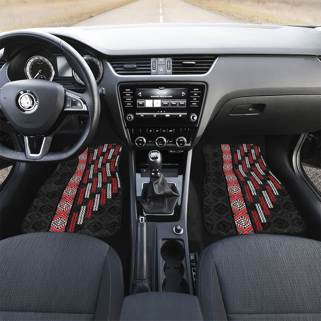 Roimata Toroa Maori Taniko Inspired New Zealand Car Mats LT14 Set 2pcs - Front Black - Polynesian Pride
