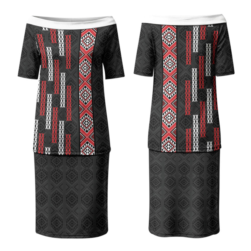 Roimata Toroa Maori Taniko Inspired New Zealand Couples Matching Puletasi and Hawaiian Shirt LT14 - Polynesian Pride