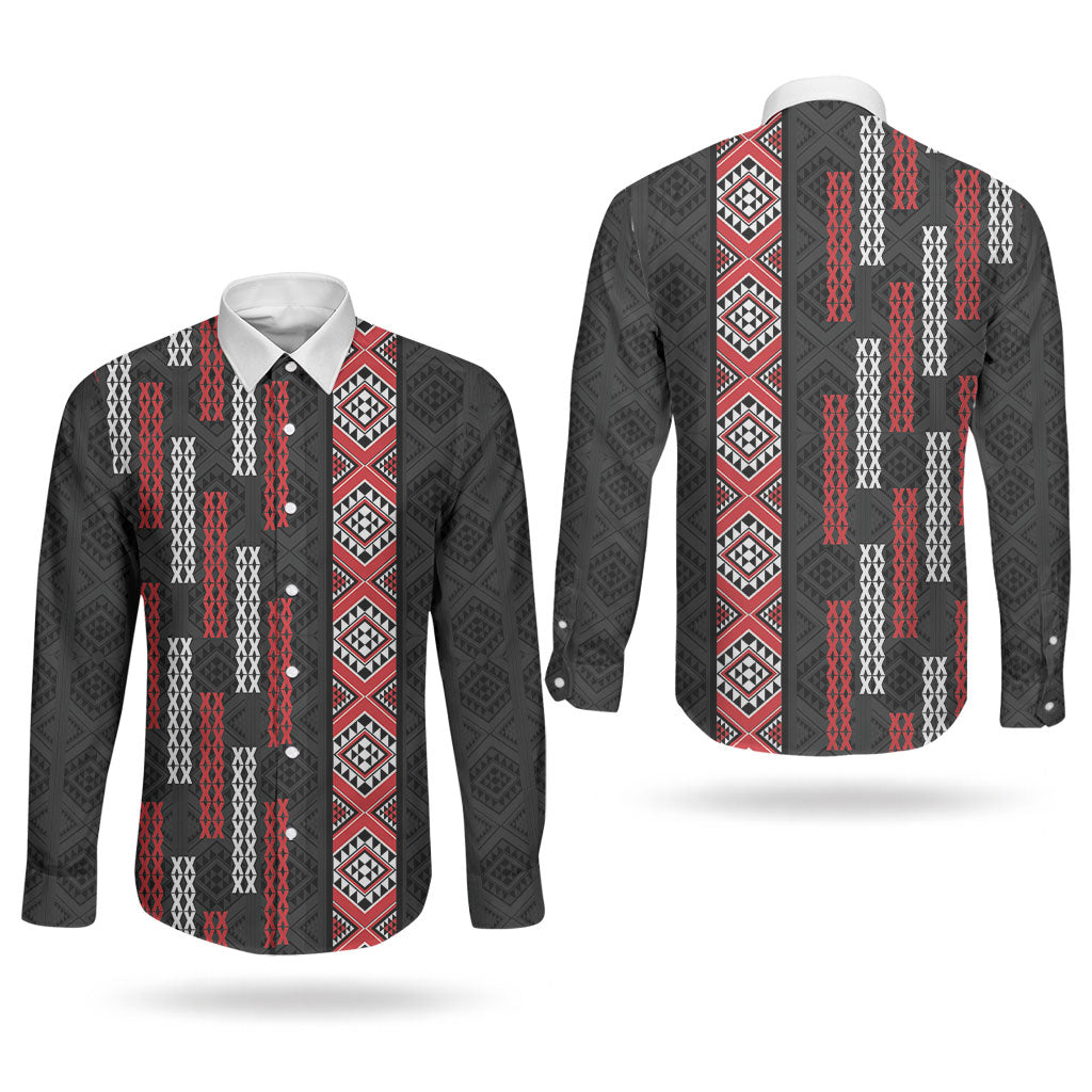 Roimata Toroa Maori Taniko Inspired New Zealand Couples Matching Summer Maxi Dress and Long Sleeve Button Shirt LT14 - Polynesian Pride