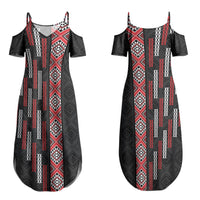 Roimata Toroa Maori Taniko Inspired New Zealand Couples Matching Summer Maxi Dress and Long Sleeve Button Shirt LT14 - Polynesian Pride