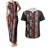 Roimata Toroa Maori Taniko Inspired New Zealand Couples Matching Tank Maxi Dress and Hawaiian Shirt LT14 Black - Polynesian Pride