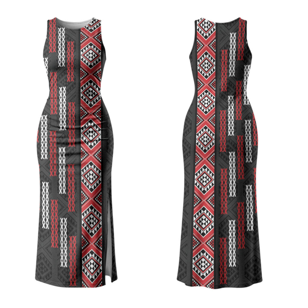 Roimata Toroa Maori Taniko Inspired New Zealand Couples Matching Tank Maxi Dress and Hawaiian Shirt LT14 - Polynesian Pride