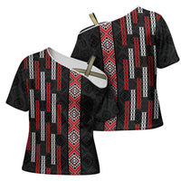 Roimata Toroa Maori Taniko Inspired New Zealand Cross Shoulder Shirt LT14 - Polynesian Pride