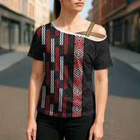 Roimata Toroa Maori Taniko Inspired New Zealand Cross Shoulder Shirt LT14 - Polynesian Pride