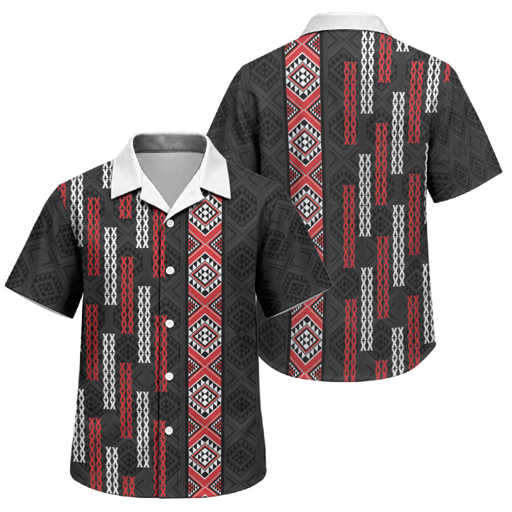 Roimata Toroa Maori Taniko Inspired New Zealand Family Matching Mermaid Dress and Hawaiian Shirt LT14 Son's Shirt Black - Polynesian Pride