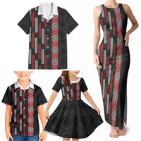 Roimata Toroa Maori Taniko Inspired New Zealand Family Matching Tank Maxi Dress and Hawaiian Shirt LT14 - Polynesian Pride