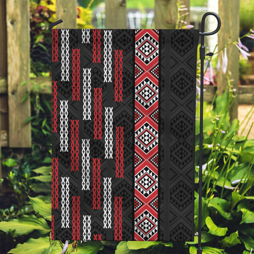 Roimata Toroa Maori Taniko Inspired New Zealand Garden Flag LT14 Garden Flag Black - Polynesian Pride