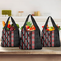 Roimata Toroa Maori Taniko Inspired New Zealand Grocery Bag LT14 3-pack One Size Black - Polynesian Pride