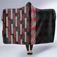 Roimata Toroa Maori Taniko Inspired New Zealand Hooded Blanket LT14 One Size Black - Polynesian Pride