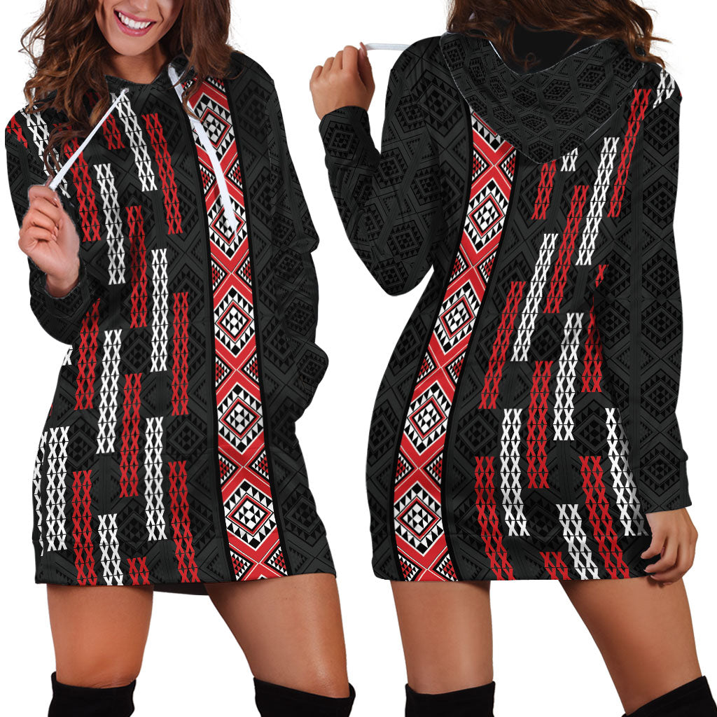 Roimata Toroa Maori Taniko Inspired New Zealand Hoodie Dress LT14 - Polynesian Pride