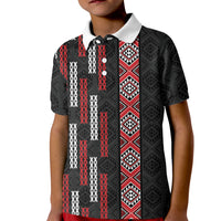 Roimata Toroa Maori Taniko Inspired New Zealand Kid Polo Shirt LT14 Kid Black - Polynesian Pride