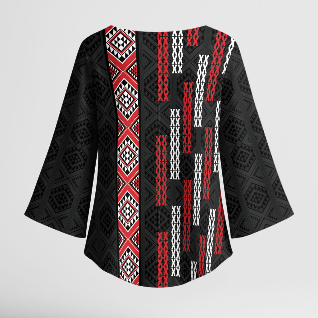 Roimata Toroa Maori Taniko Inspired New Zealand Kimono Sleeve Blouse LT14 - Polynesian Pride