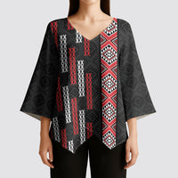 Roimata Toroa Maori Taniko Inspired New Zealand Kimono Sleeve Blouse LT14 - Polynesian Pride