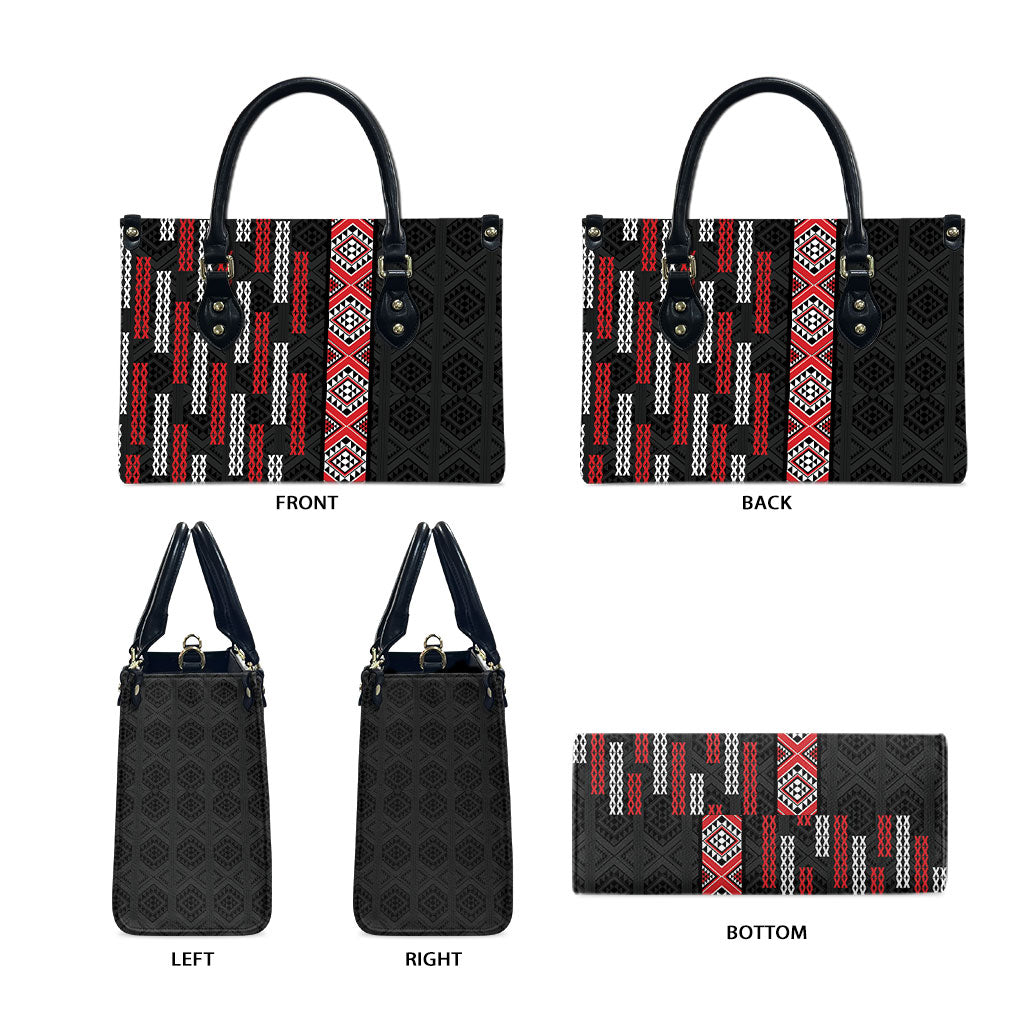 Roimata Toroa Maori Taniko Inspired New Zealand Leather Bag LT14 - Polynesian Pride