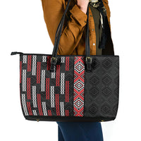 Roimata Toroa Maori Taniko Inspired New Zealand Leather Tote Bag LT14 - Polynesian Pride