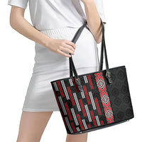 Roimata Toroa Maori Taniko Inspired New Zealand Leather Tote Bag LT14 - Polynesian Pride