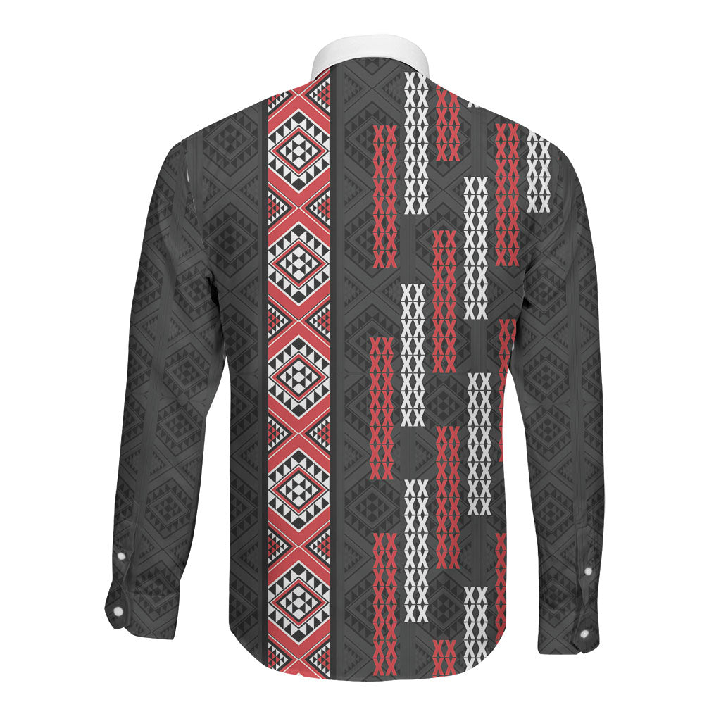Roimata Toroa Maori Taniko Inspired New Zealand Long Sleeve Button Shirt LT14 - Polynesian Pride