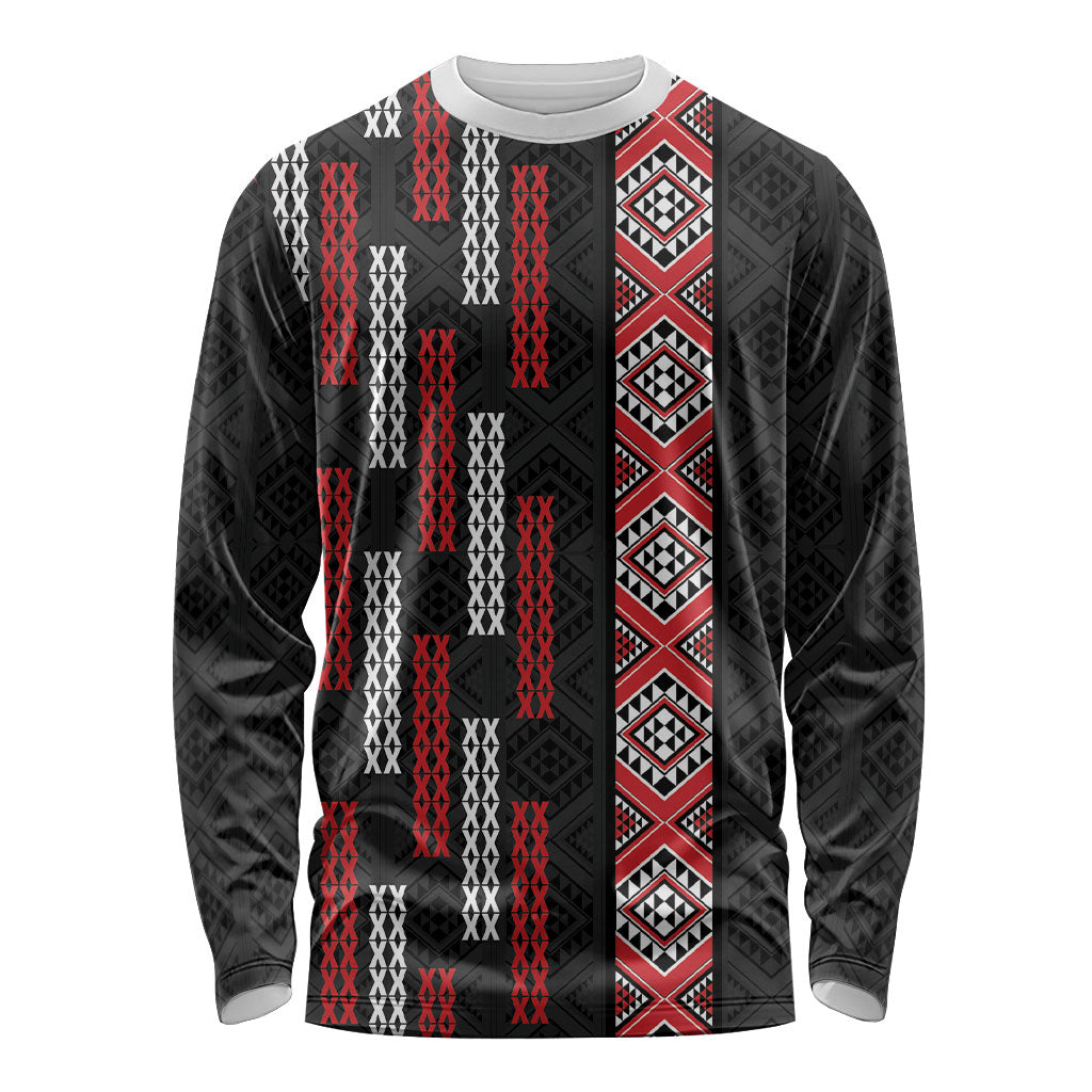 Roimata Toroa Maori Taniko Inspired New Zealand Long Sleeve Shirt LT14 Unisex Black - Polynesian Pride