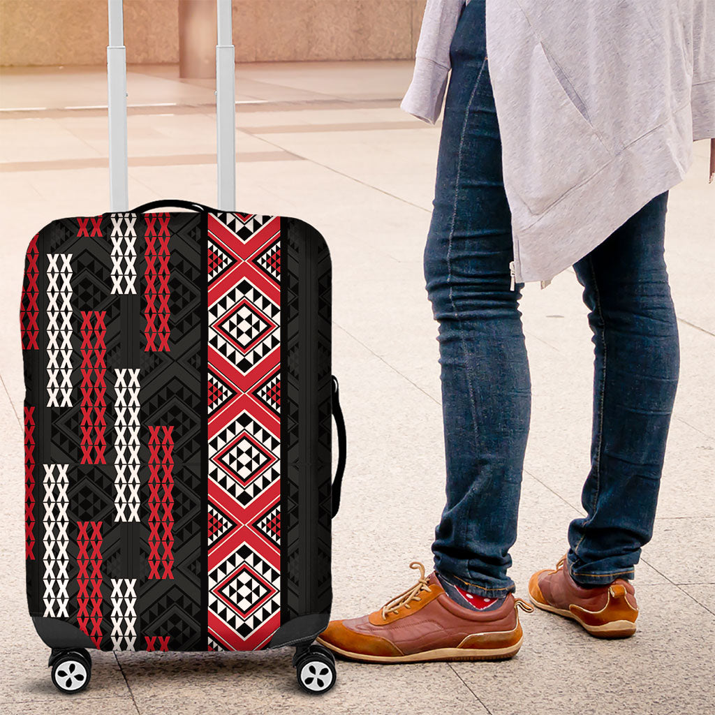 Roimata Toroa Maori Taniko Inspired New Zealand Luggage Cover LT14 Black - Polynesian Pride