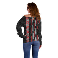 Roimata Toroa Maori Taniko Inspired New Zealand Off Shoulder Sweater LT14 - Polynesian Pride