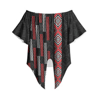 Roimata Toroa Maori Taniko Inspired New Zealand Off Shoulder Wrap Waist Top LT14 - Polynesian Pride