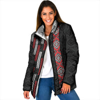 Roimata Toroa Maori Taniko Inspired New Zealand Padded Jacket LT14 Women Black - Polynesian Pride