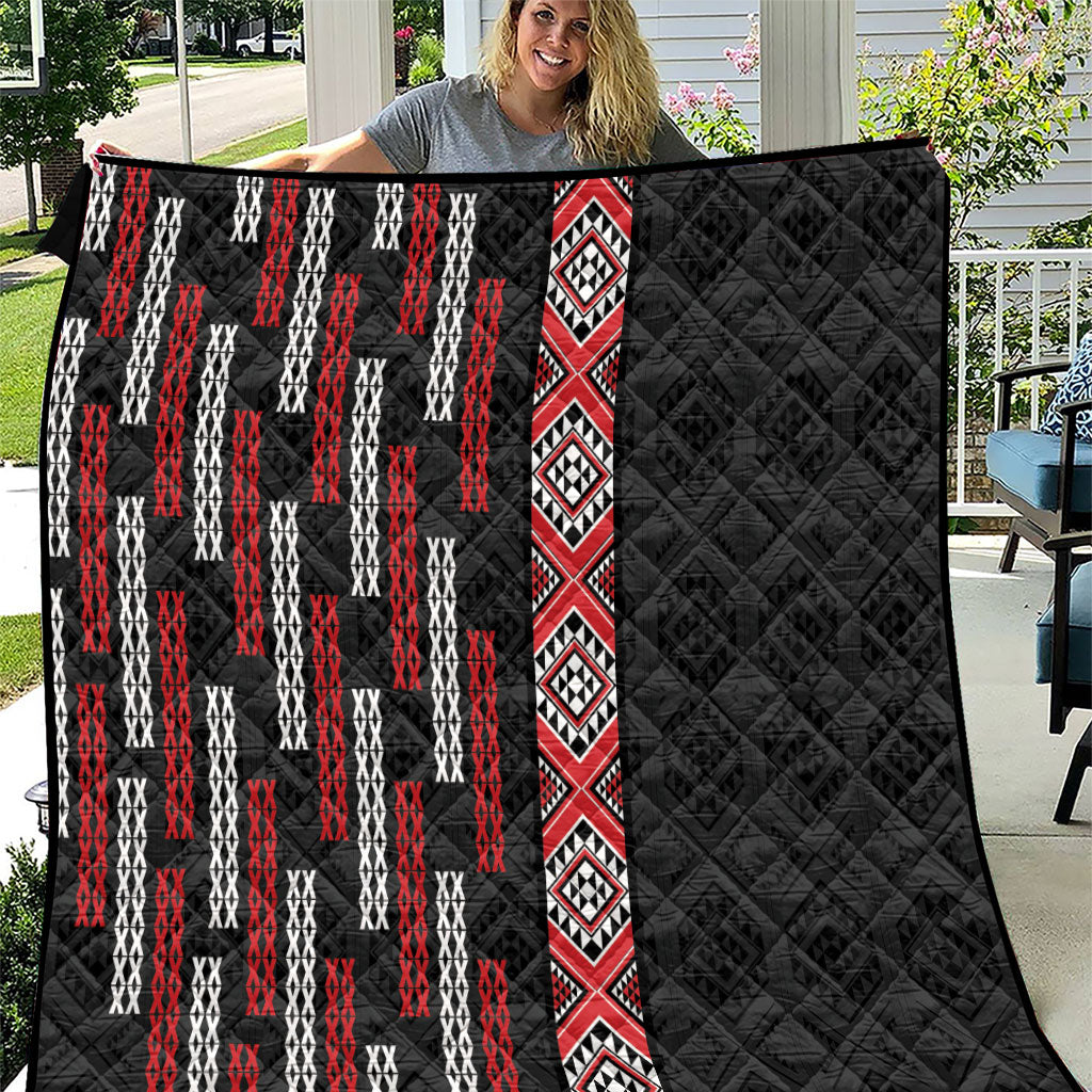 Roimata Toroa Maori Taniko Inspired New Zealand Quilt LT14 Black - Polynesian Pride