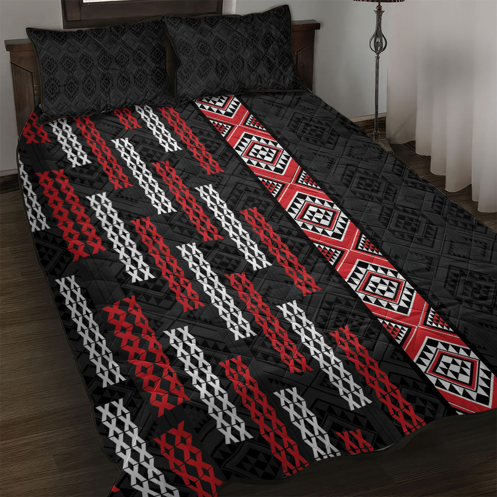 Roimata Toroa Maori Taniko Inspired New Zealand Quilt Bed Set LT14 Black - Polynesian Pride