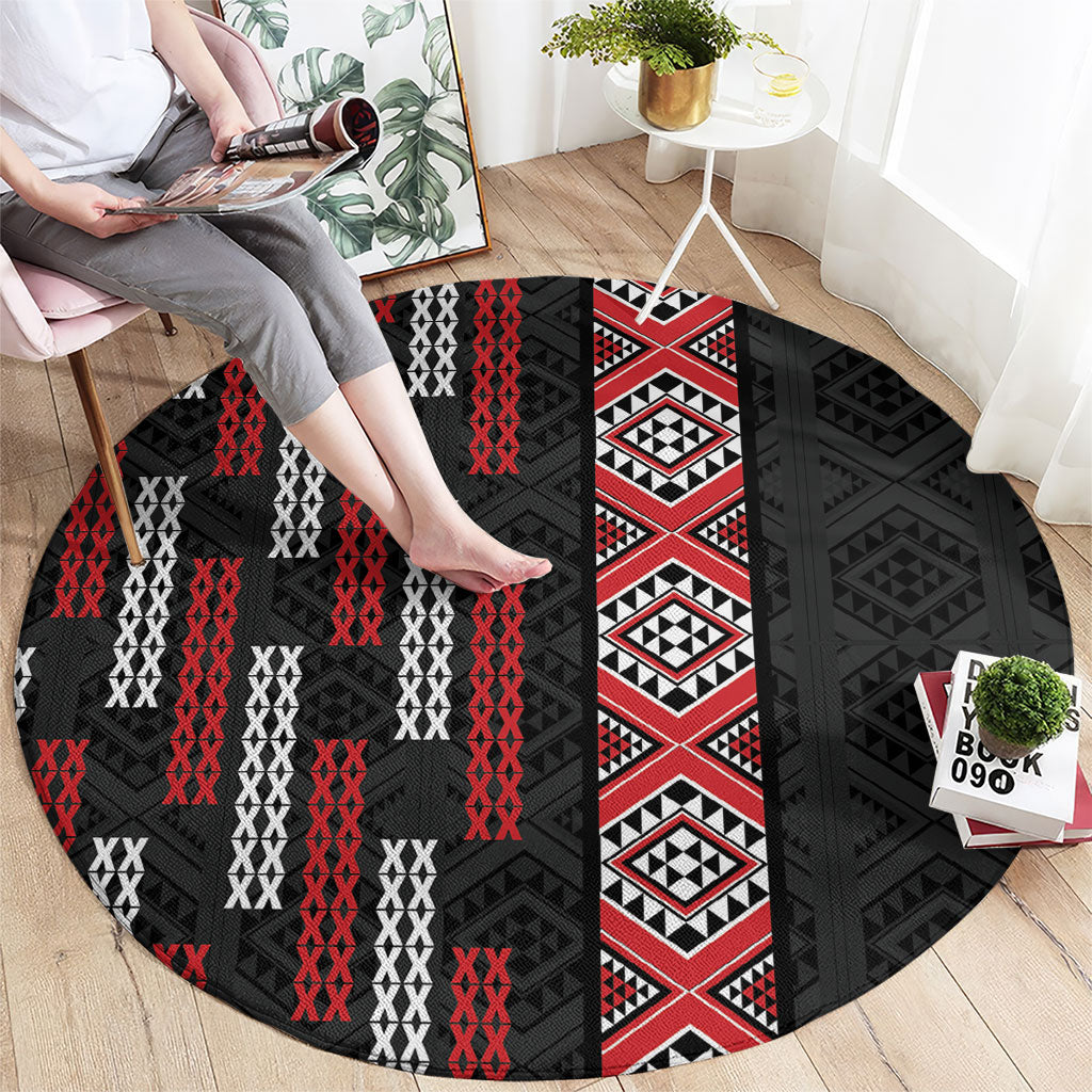 Roimata Toroa Maori Taniko Inspired New Zealand Round Carpet LT14 - Polynesian Pride