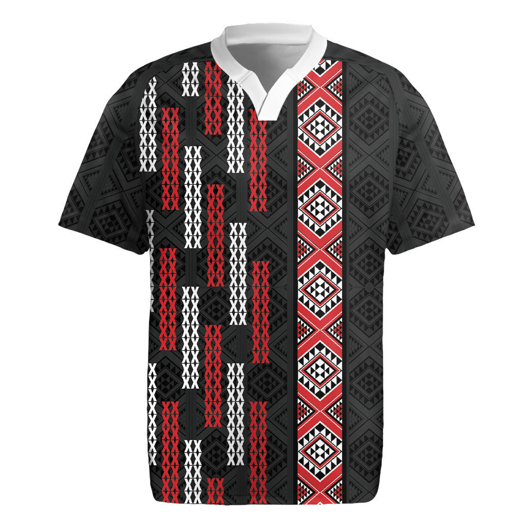Roimata Toroa Maori Taniko Inspired New Zealand Rugby Jersey LT14 Black - Polynesian Pride