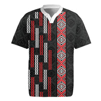 Roimata Toroa Maori Taniko Inspired New Zealand Rugby Jersey LT14 Black - Polynesian Pride