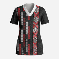 Roimata Toroa Maori Taniko Inspired New Zealand Scrub Top LT14 Adult Black - Polynesian Pride