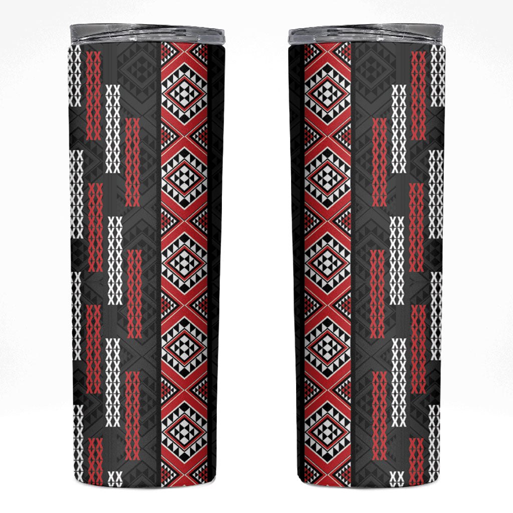 Roimata Toroa Maori Taniko Inspired New Zealand Skinny Tumbler LT14 Black - Polynesian Pride