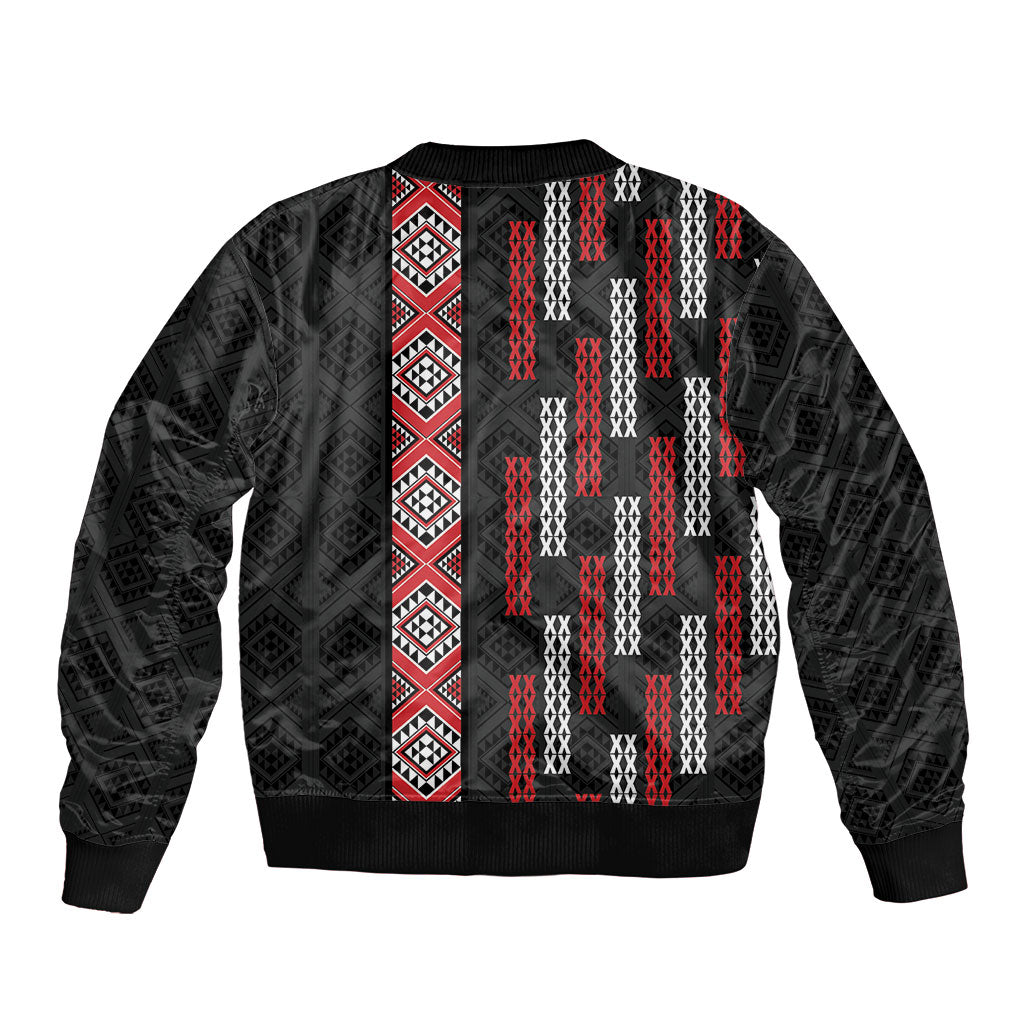 Roimata Toroa Maori Taniko Inspired New Zealand Sleeve Zip Bomber Jacket LT14 - Polynesian Pride