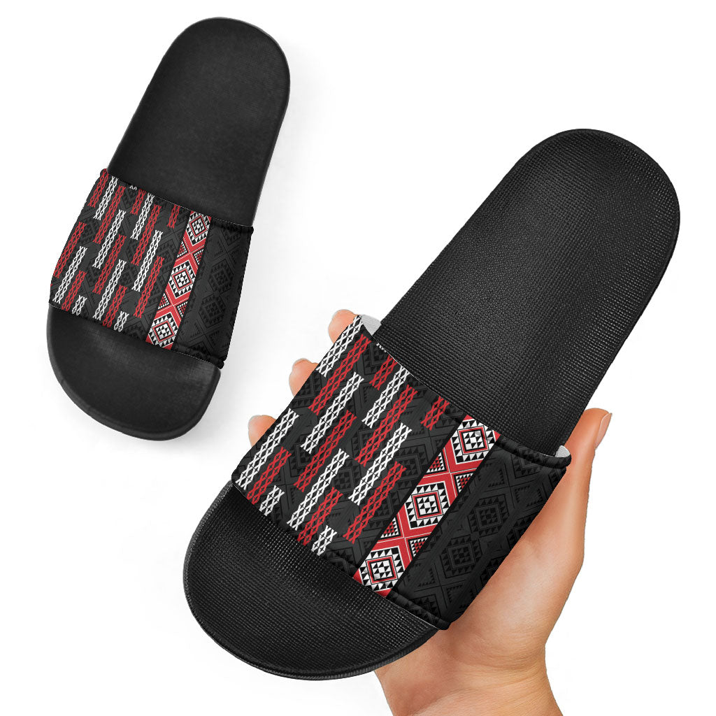 Roimata Toroa Maori Taniko Inspired New Zealand Slide Sandals LT14 - Polynesian Pride