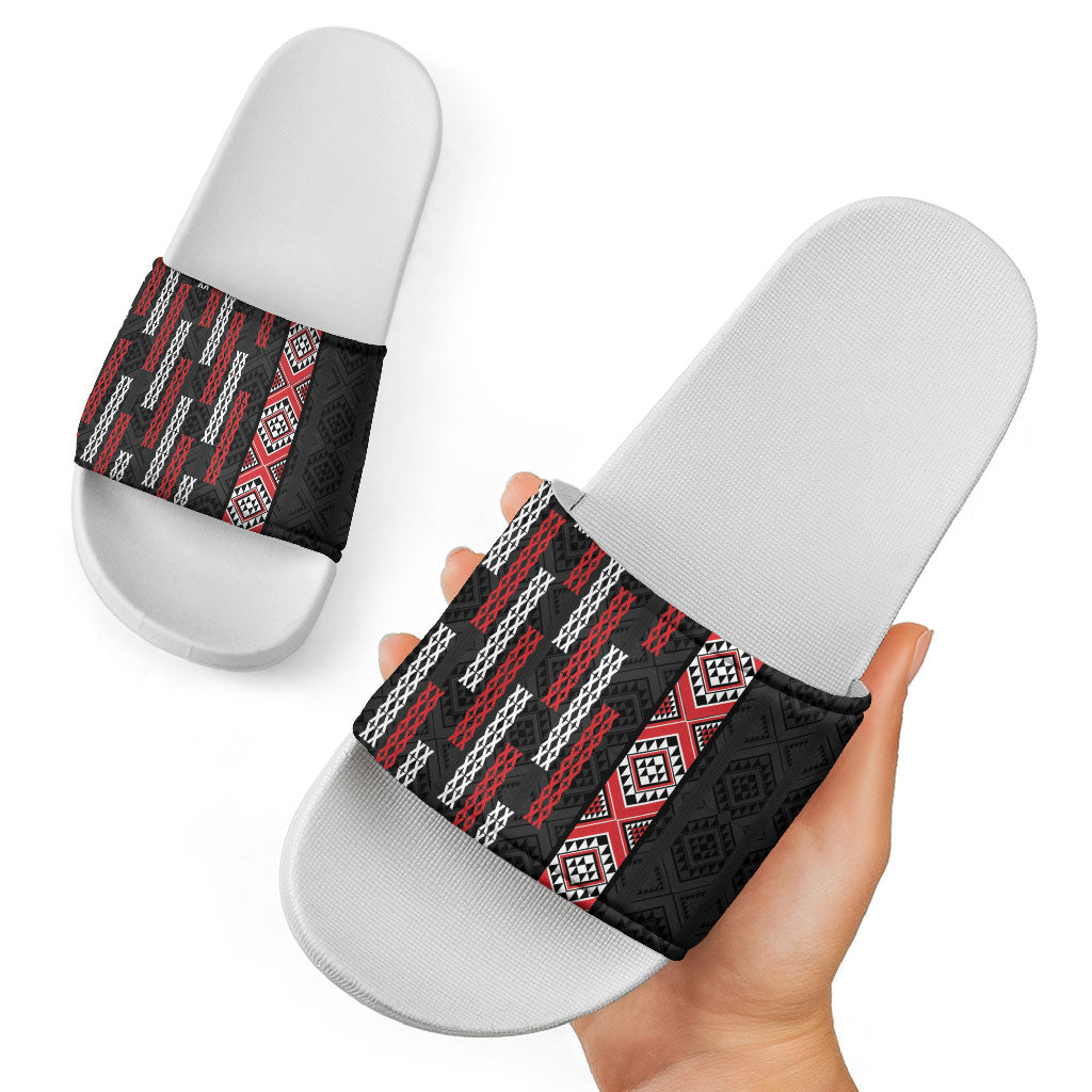 Roimata Toroa Maori Taniko Inspired New Zealand Slide Sandals LT14 - Polynesian Pride