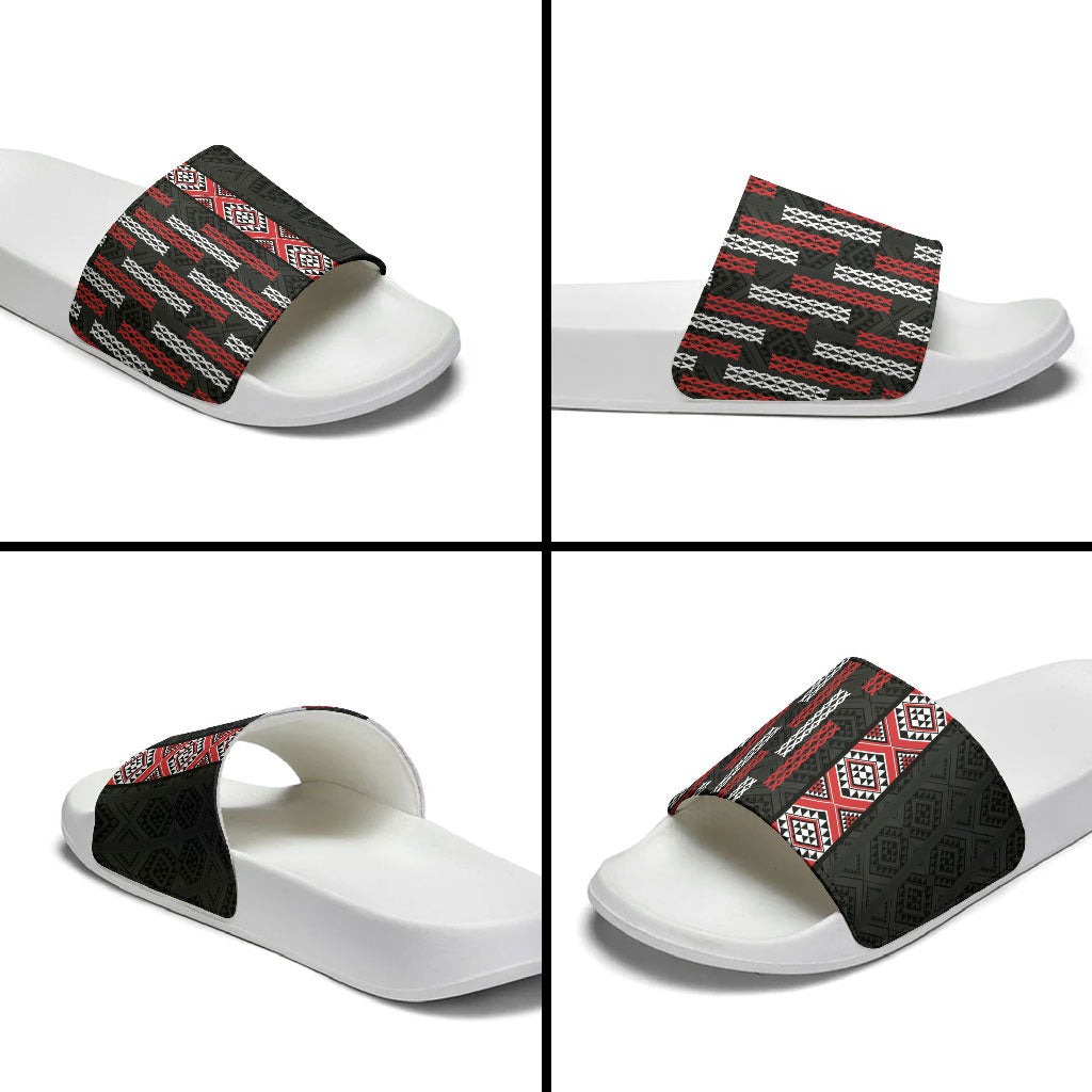 Roimata Toroa Maori Taniko Inspired New Zealand Slide Sandals LT14 - Polynesian Pride