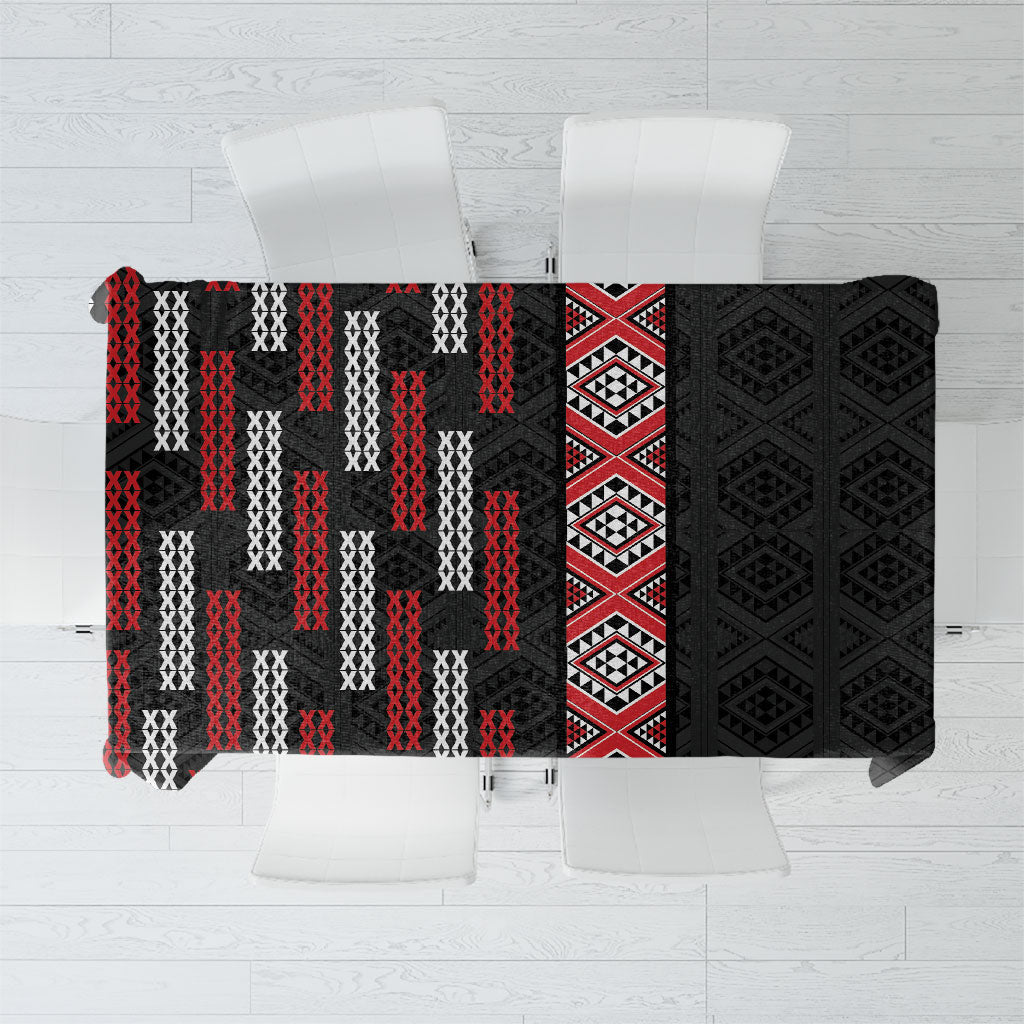 Roimata Toroa Maori Taniko Inspired New Zealand Tablecloth LT14 Black - Polynesian Pride