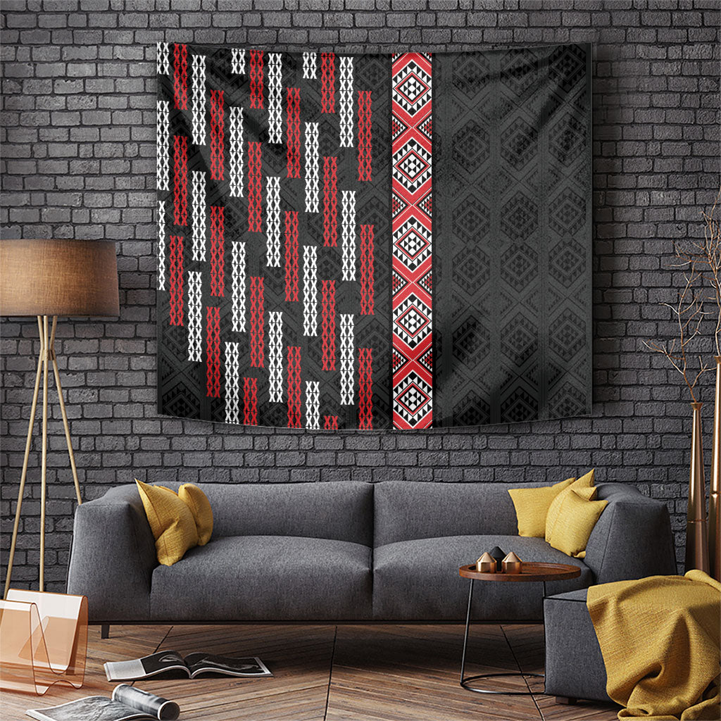Roimata Toroa Maori Taniko Inspired New Zealand Tapestry LT14 Black - Polynesian Pride