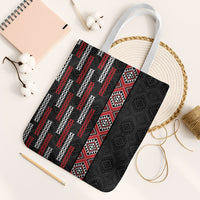 Roimata Toroa Maori Taniko Inspired New Zealand Tote Bag LT14 White Strap One Size Black - Polynesian Pride