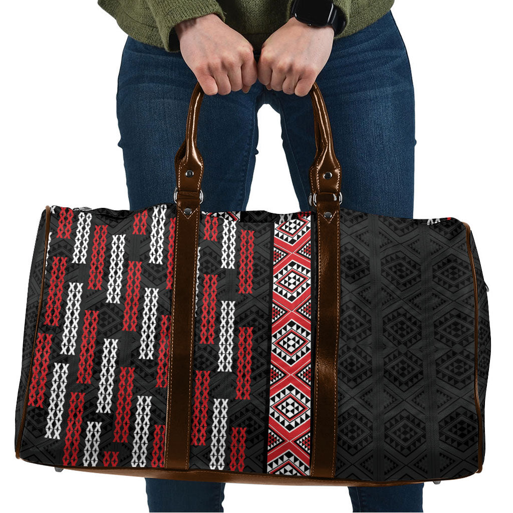 Roimata Toroa Maori Taniko Inspired New Zealand Travel Bag LT14 Black - Polynesian Pride