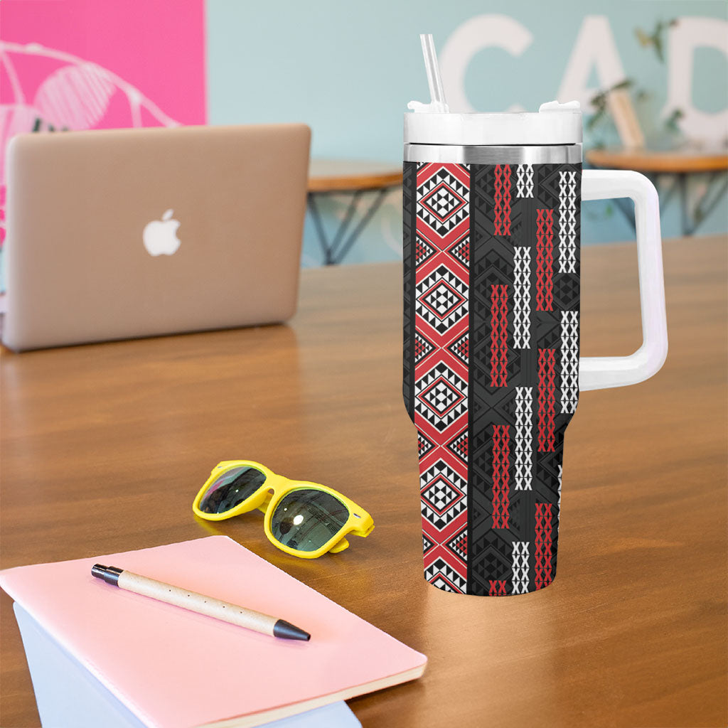 Roimata Toroa Maori Taniko Inspired New Zealand Tumbler With Handle LT14 - Polynesian Pride