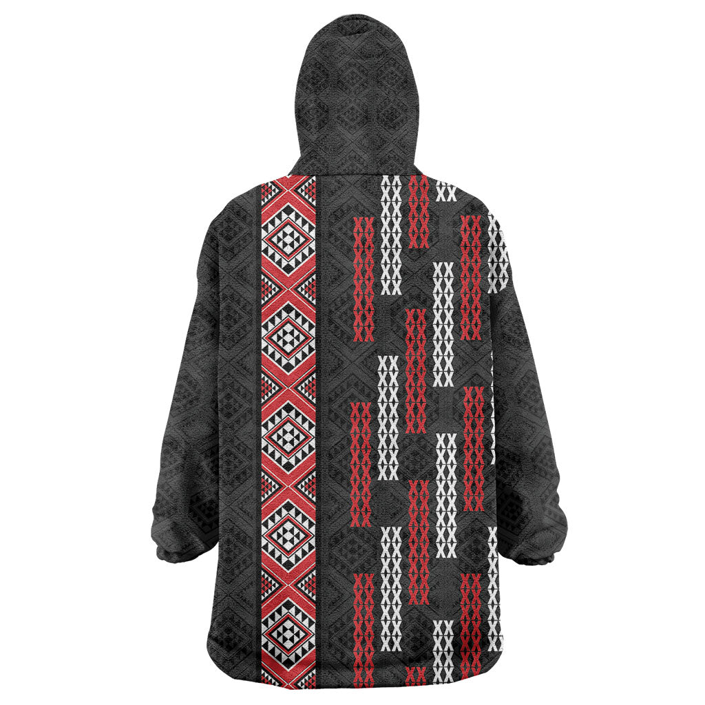 Roimata Toroa Maori Taniko Inspired New Zealand Wearable Blanket Hoodie LT14 - Polynesian Pride