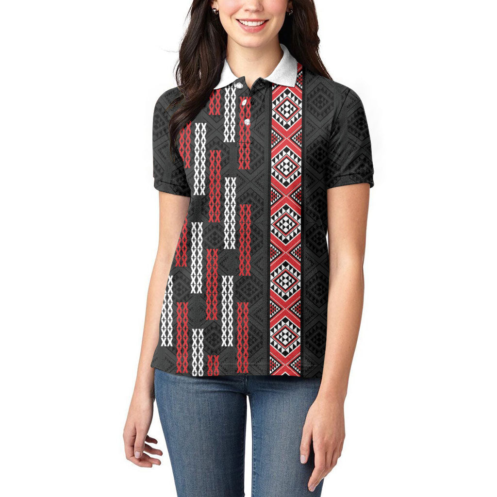 Roimata Toroa Maori Taniko Inspired New Zealand Women Polo Shirt LT14 - Polynesian Pride